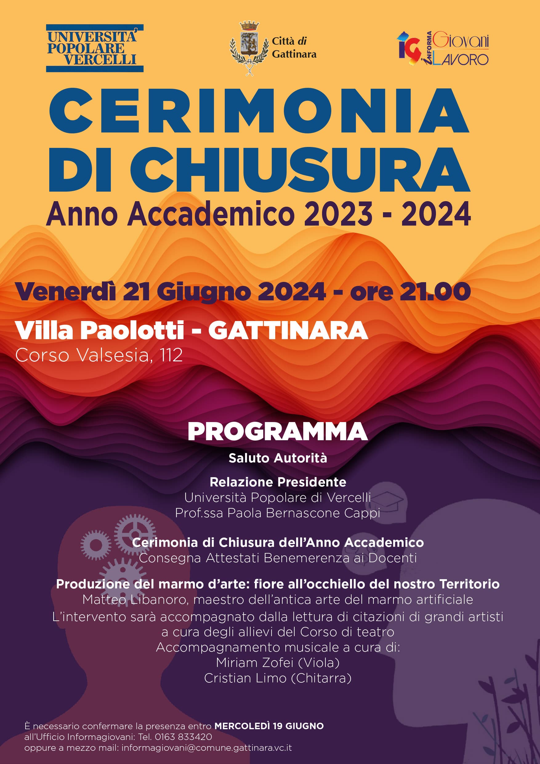 Università Popolare di Vercelli: cerimonia di fine anno accademico