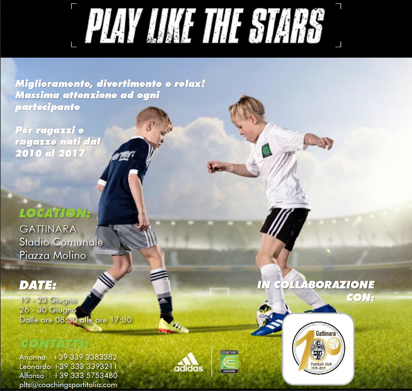 "Play like the Stars", il Camp estivo di calcio